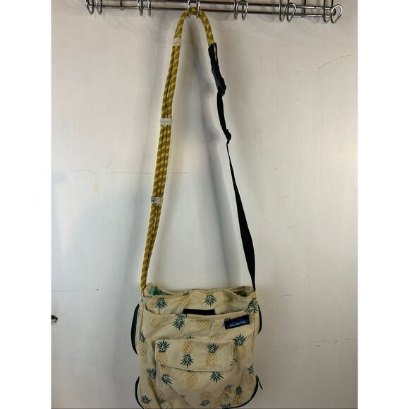 Kavu 10x11" expandable crossbody pineapples (some fading) rope strap snaps - Picture 5 of 9